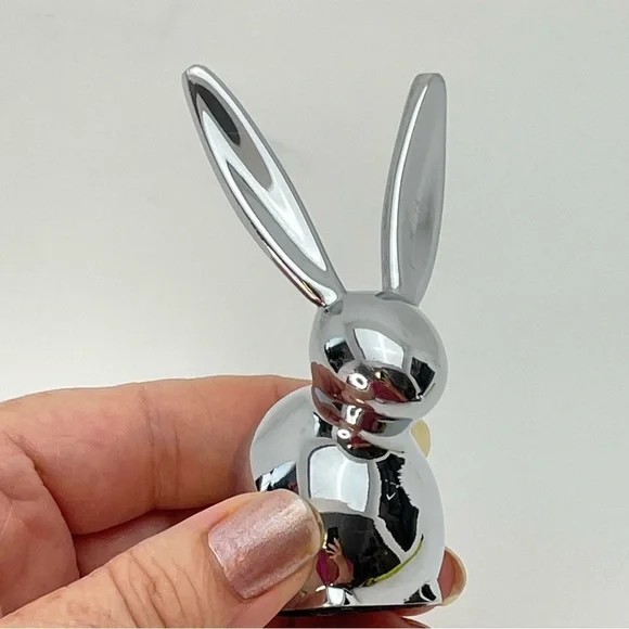 Bunny Chrome Rabbit Ring Holder Paperweight - Picture 3 of 11